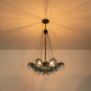 Cluster Colored Tinted Glass Globe Bubble Chandelier