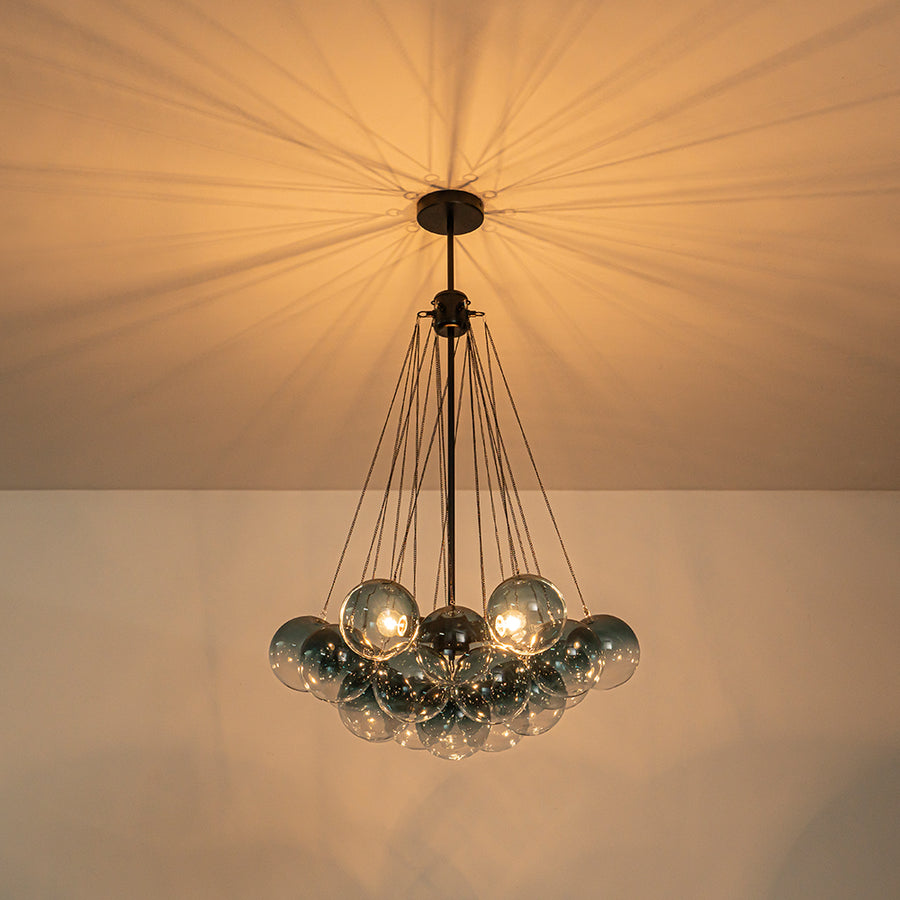 Cluster Colored Tinted Glass Globe Bubble Chandelier