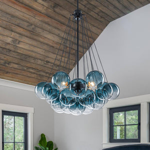 Cluster Colored Tinted Glass Globe Bubble Chandelier