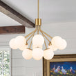 Load image into Gallery viewer, Brass 12-Light Tiered Frosted Glass Globe Bubble Sputnik Chandelier
