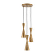 Load image into Gallery viewer, Brass 3-Light Cluster Metal Cone Round Pendant Chandelier
