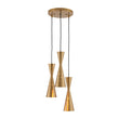 Load image into Gallery viewer, Brass 3-Light Cluster Metal Cone Round Pendant Chandelier
