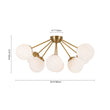 Load image into Gallery viewer, Brass 8-Light Milky Glass Globe Sunburst Semi Flush Mount

