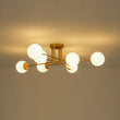 Load image into Gallery viewer, Brass Sputnik Frosted Glass Bubble Linear Sputnik Ceiling Light
