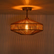 Load image into Gallery viewer, Farmhouse Coastal Woven Rope Round Cage Semi Flush Mount
