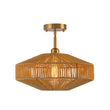Load image into Gallery viewer, Farmhouse Coastal Woven Rope Round Cage Semi Flush Mount
