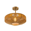 Load image into Gallery viewer, Farmhouse Coastal Woven Rope Round Cage Semi Flush Mount
