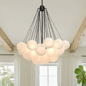 Bubble Cluster Opal White Glass Globe Chandelier