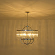 Load image into Gallery viewer, Chrome Faceted Crystal Candle Drum Cage Chandelier
