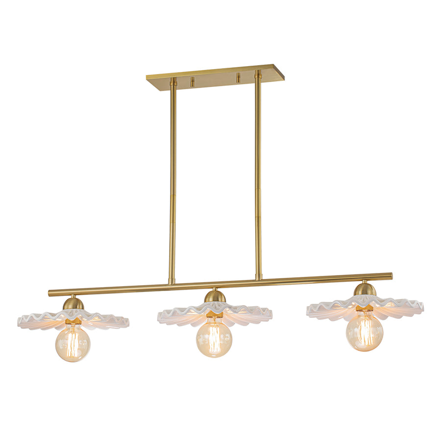 Classic Ceramic Brass 3-Light Kitchen Island Pendant Chandelier