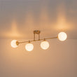 Load image into Gallery viewer, Minimalist White Glass Globe Linear 4-Light Sputnik Semi Flush
