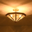 Load image into Gallery viewer, Diamond Vintage Brass Textured Glass Cage Ceiling Light
