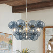 Load image into Gallery viewer, Dimmable Cluster Dusty Blue Glass Globe Bubble Chandelier
