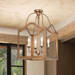 Load image into Gallery viewer, Distressed Gold Bronze Candle Style Square Cage Ceiling Light
