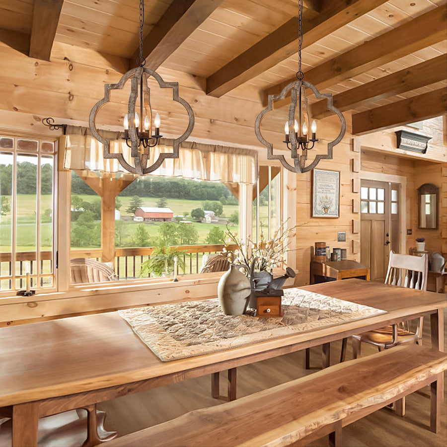 Farmhouse Rustic Round Lantern Pendant Light