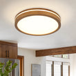 Load image into Gallery viewer, Farmhouse Walnut Dimmable LED Round Flush Mount Light
