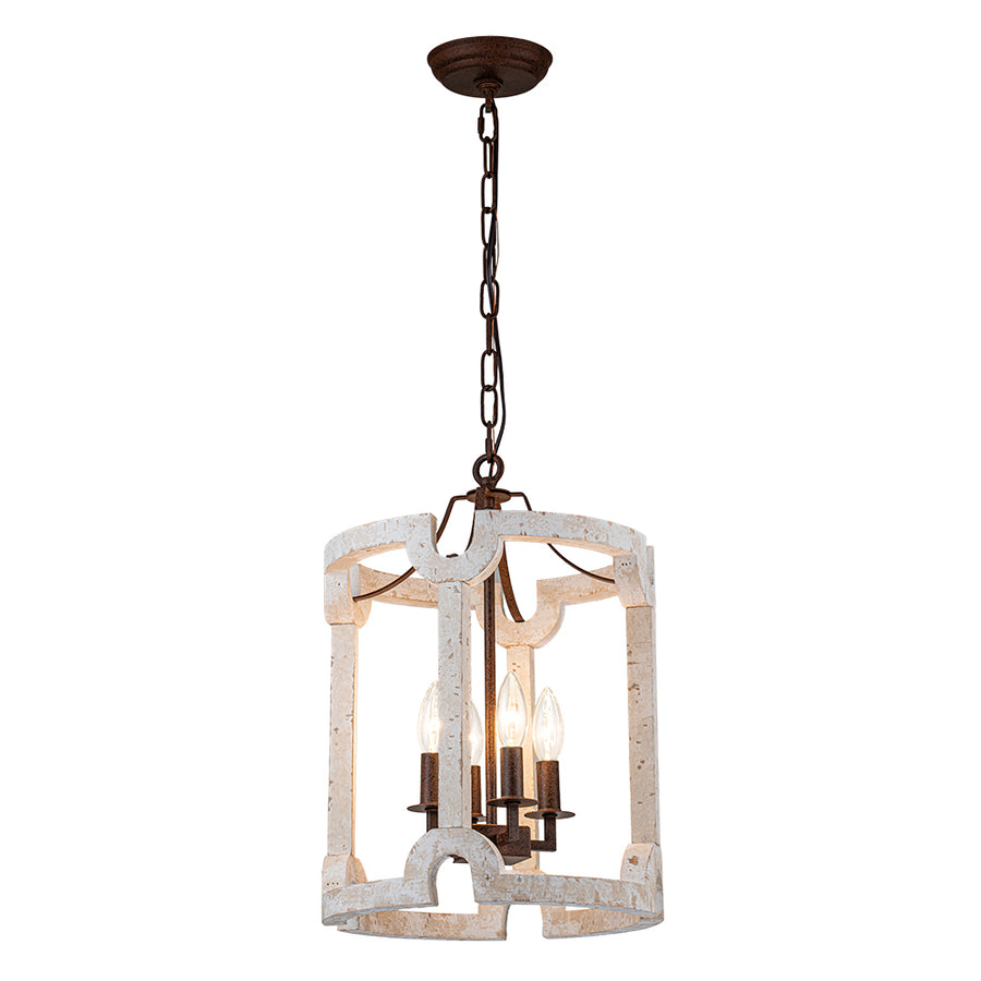 Farmhouse Wood Cylinder Drum Pendant Light