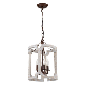 Farmhouse Wood Cylinder Drum Pendant Light