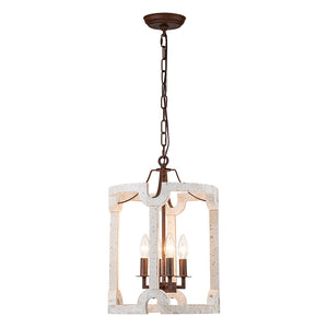 Farmhouse Wood Cylinder Drum Pendant Light