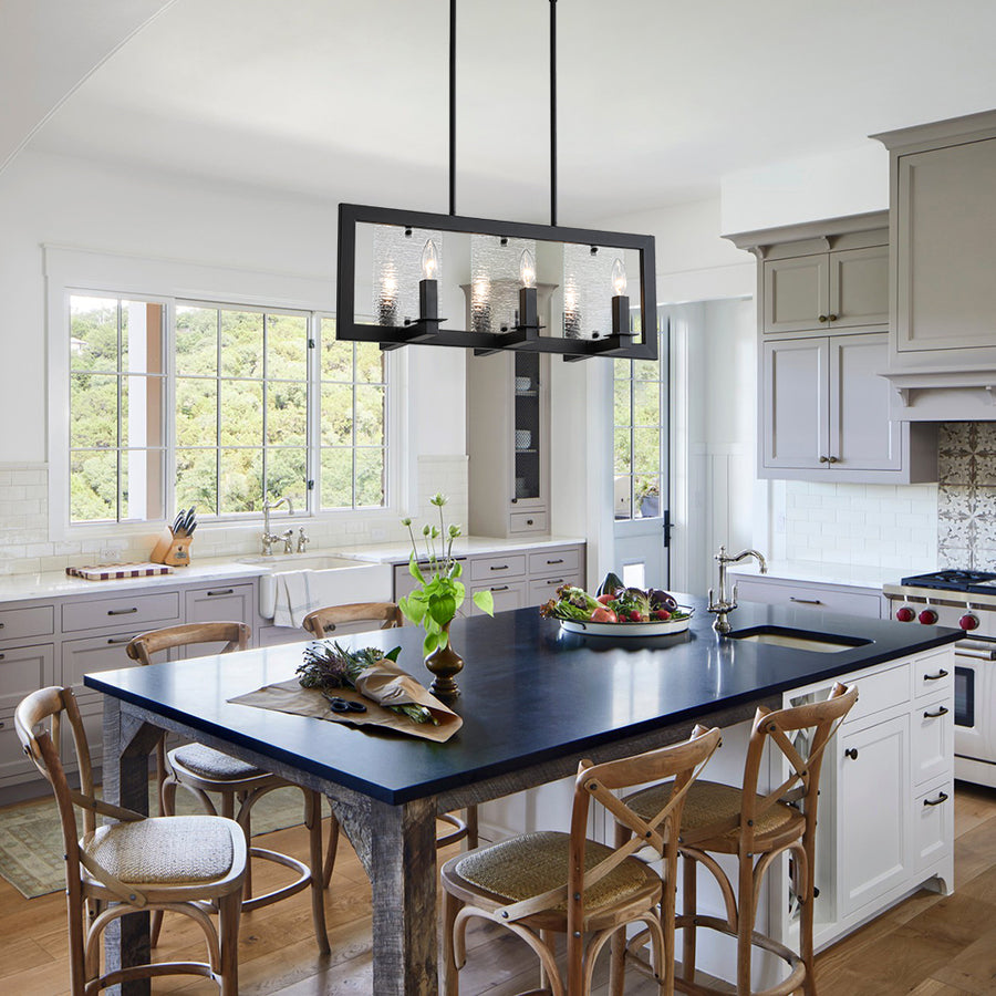 Farmhouse Rectangle Kitchen Island Linear Chandelier