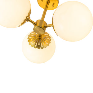 Flower Opal Glass Globe 3-Light Sputnik Ceiling Light