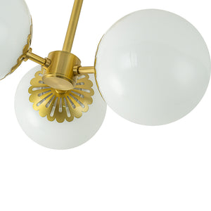 Flower Opal Glass Globe 3-Light Sputnik Ceiling Light