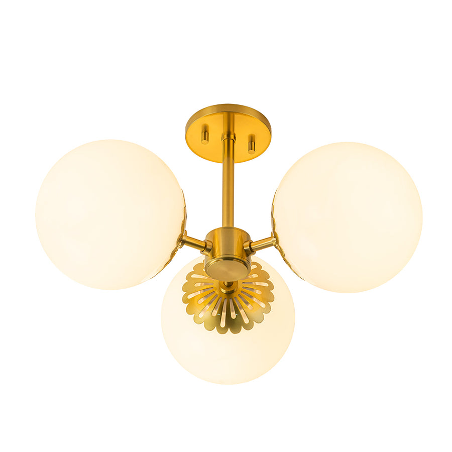 Flower Opal Glass Globe 3-Light Sputnik Ceiling Light