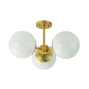 Flower Opal Glass Globe 3-Light Sputnik Ceiling Light