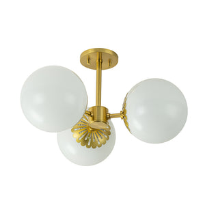 Flower Opal Glass Globe 3-Light Sputnik Ceiling Light