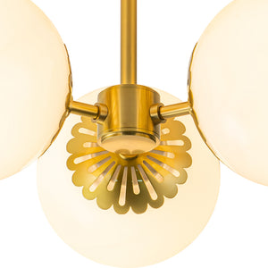 Flower Opal Glass Globe 3-Light Sputnik Ceiling Light