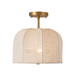 Load image into Gallery viewer, French Country Beige Linen Pleated Drum Cage Semi Flush
