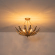 Load image into Gallery viewer, French Country Gilde Gold Metal Botanical Cage Ceiling Light
