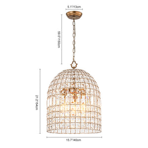 French Farmhouse Crystal Lantern Pendant Light