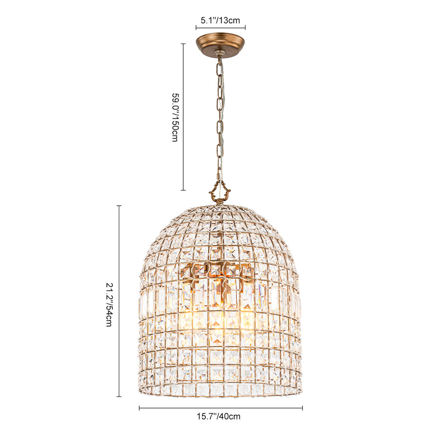 French Farmhouse Crystal Lantern Pendant Light