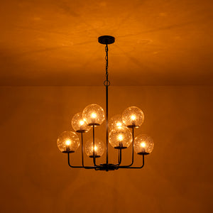 Funky Clear Seeded Glass Globe Tired Bubble Chandelier