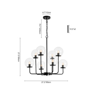 Funky Clear Seeded Glass Globe Tired Bubble Chandelier