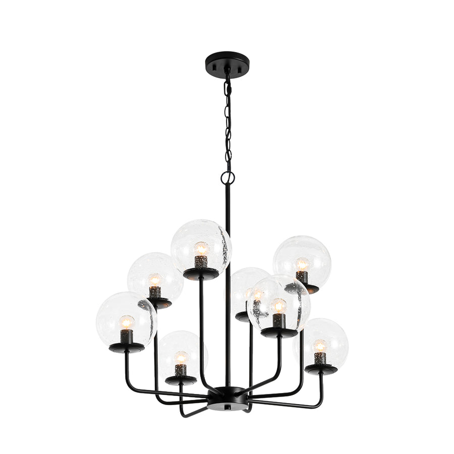 Funky Clear Seeded Glass Globe Tired Bubble Chandelier