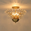 Load image into Gallery viewer, Glam 4-Light Brass Faceted Crystal Sunburst Flush Mount
