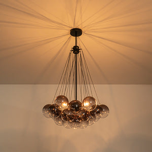Cluster Colored Tinted Glass Globe Bubble Chandelier
