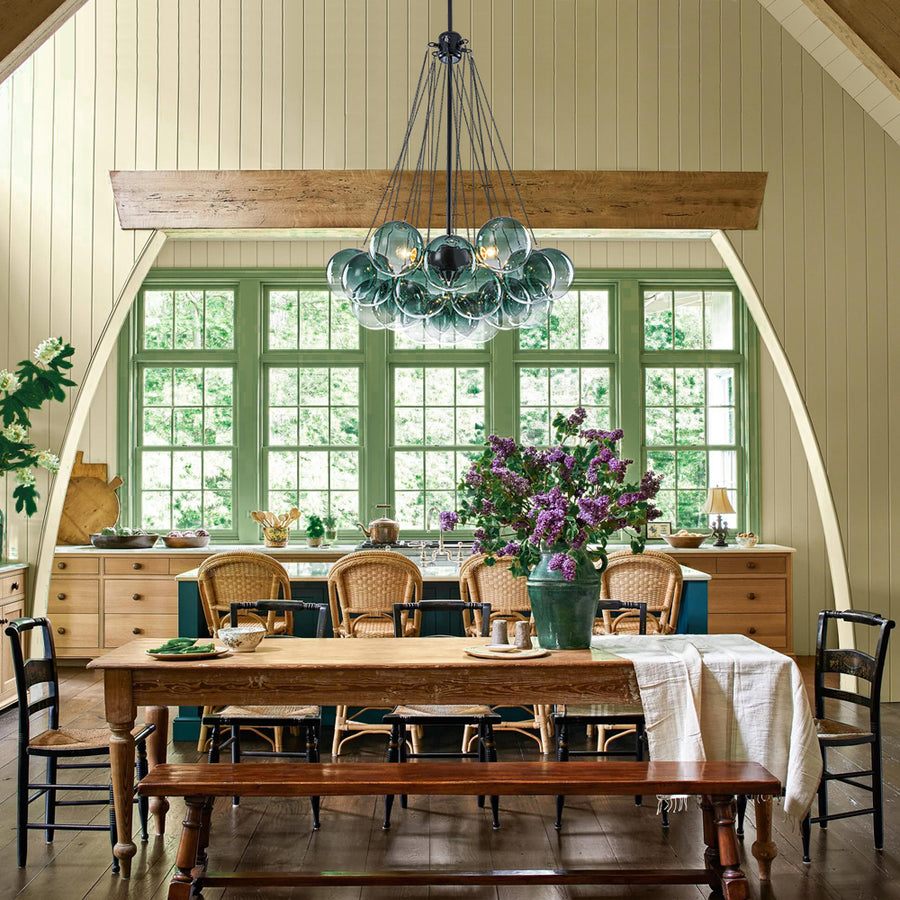 Cluster Colored Tinted Glass Globe Bubble Chandelier