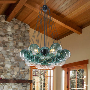 Cluster Colored Tinted Glass Globe Bubble Chandelier