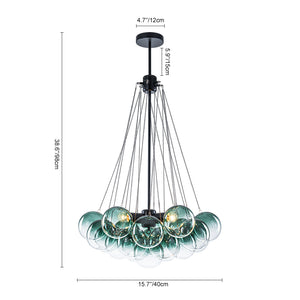 Cluster Colored Tinted Glass Globe Bubble Chandelier