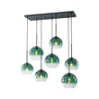 Load image into Gallery viewer, Lake House Green Glass Globe Bubble Linear Island Pendant
