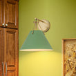 Load image into Gallery viewer, Mid-Century 1-Light Brass Green Cone Wall Sconce
