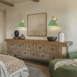 Load image into Gallery viewer, Mid-Century 1-Light Brass Green Cone Wall Sconce
