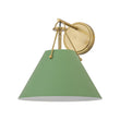 Load image into Gallery viewer, Mid-Century 1-Light Brass Green Cone Wall Sconce
