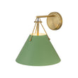 Load image into Gallery viewer, Mid-Century 1-Light Brass Green Cone Wall Sconce
