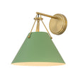 Load image into Gallery viewer, Mid-Century 1-Light Brass Green Cone Wall Sconce
