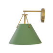 Load image into Gallery viewer, Mid-Century 1-Light Brass Green Cone Wall Sconce
