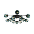 Load image into Gallery viewer, Mid-Century 12-Light Sputnik Blue Glass Globe Ceiling Light
